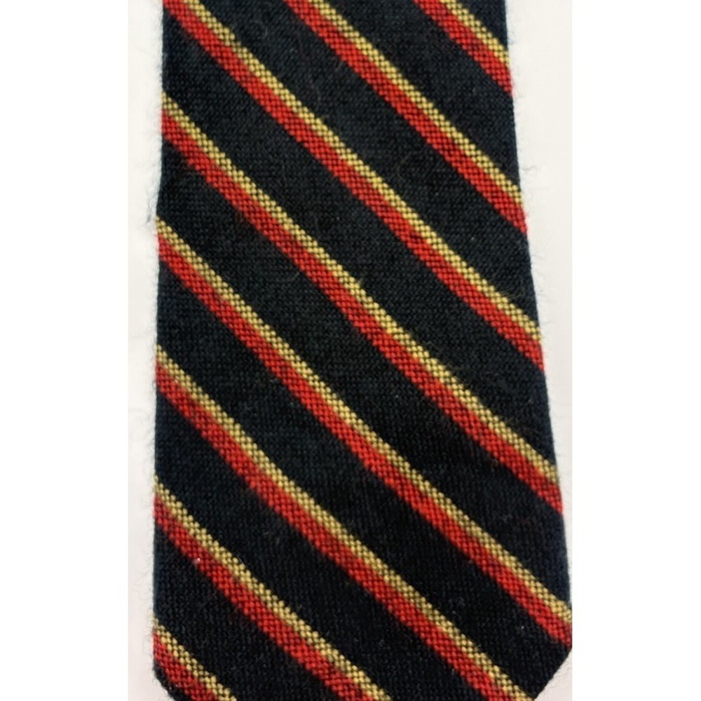 Marino Silk Classic Necktie Navy Red & Yellow Striped Design Necktie - Picture 2 of 8